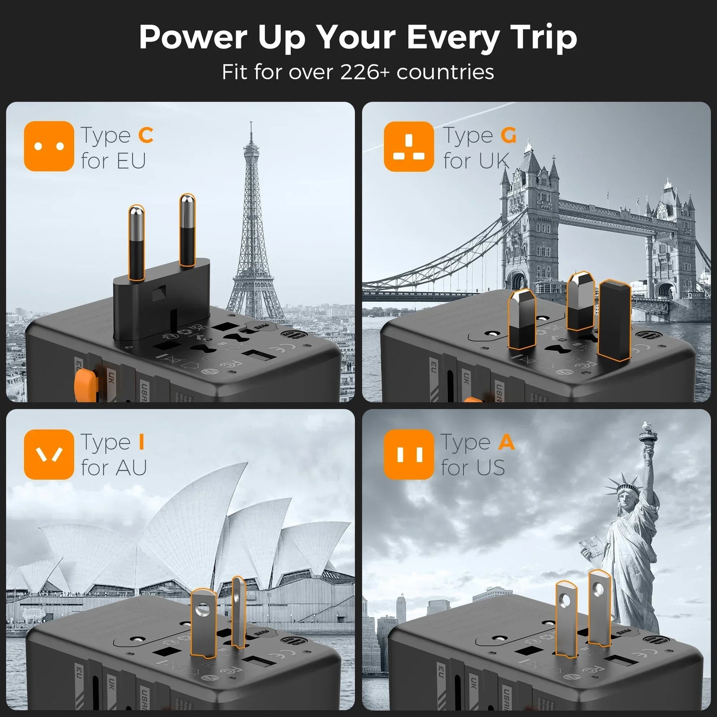 65W International Travel Adapter