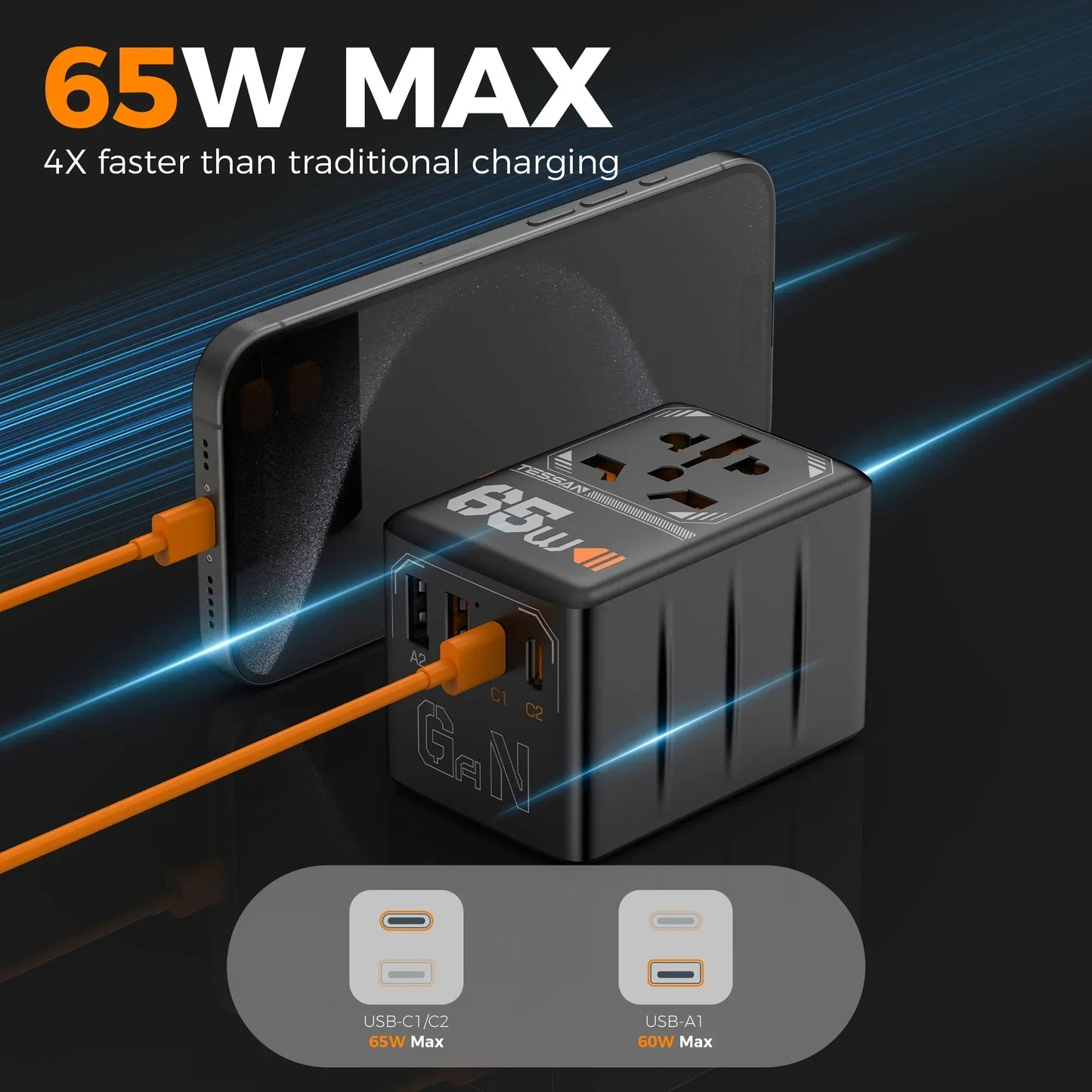 65W International Travel Adapter
